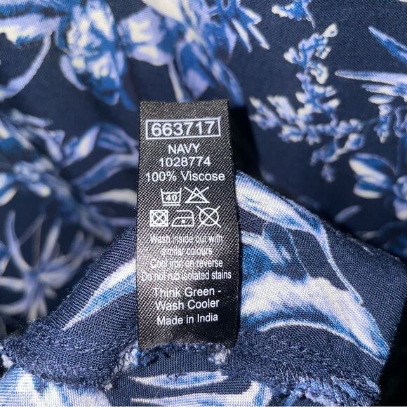 M&co Dress Size 16 Blue Tropical Floral Print Short Sleeve Casual - Picture 10 of 10